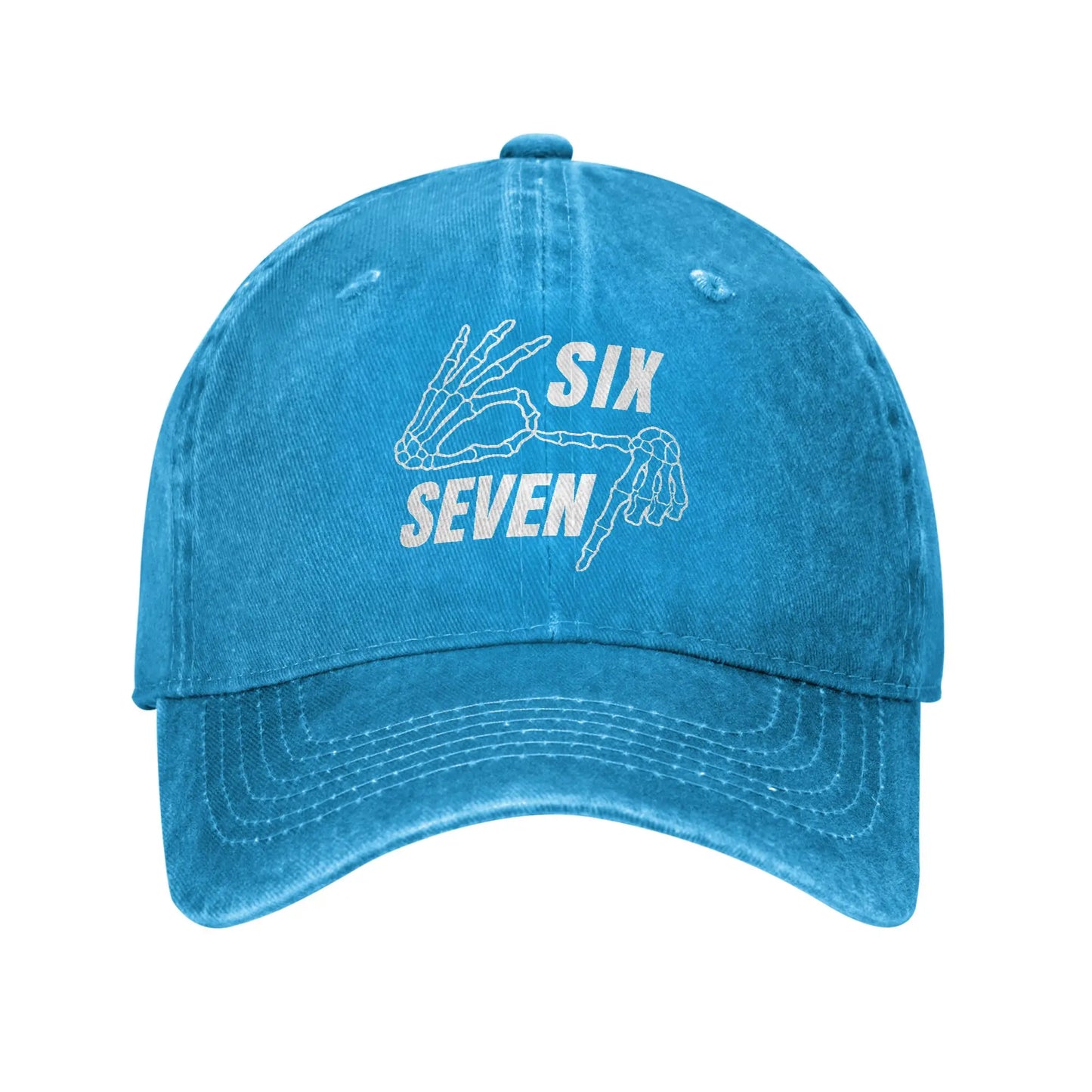 Unisex Six Seven 6 7 Meme Funny Skeleton Hands Printed Hats Baseball Cap