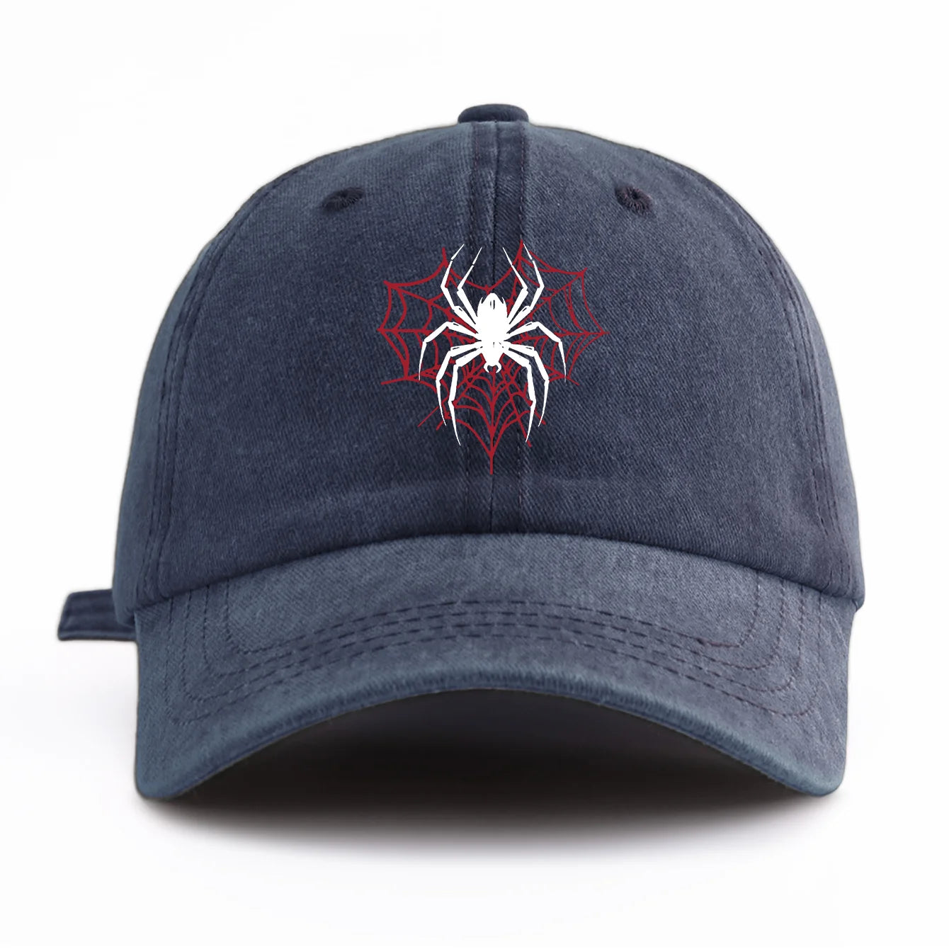 Spider Print Washed Baseball Cap For Adults
