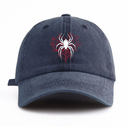 Spider Print Washed Baseball Cap For Adults