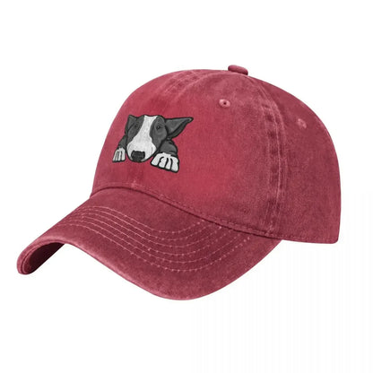 Grey & White Bull Terrier Baseball Cap