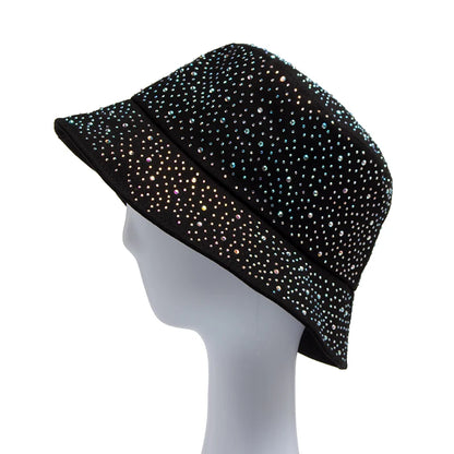 Summer Women Bucket Hat Fashion Colorful Rhinestones Cap For Ladies
