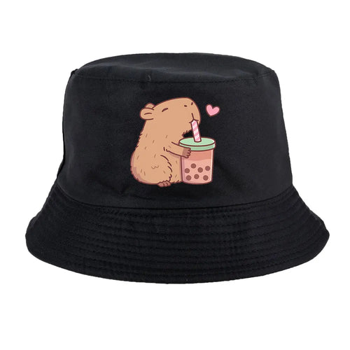 Summer Spring Ladies Cotton Korean Casual Outdoor Sunprotection Capybara Bucket Hat For Men Women