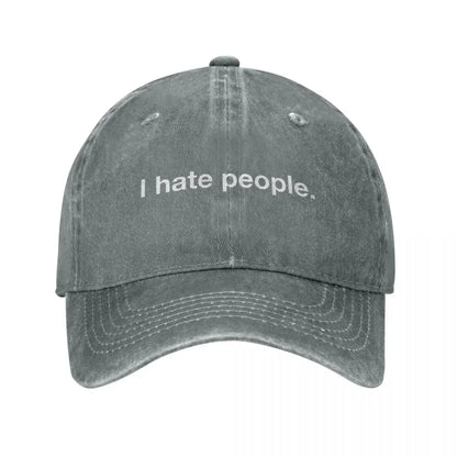 Vintage Cotton I Hate People Baseball Cap For Boy Girl