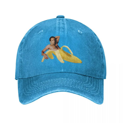 Spring Summer Men Women Nicolas Cage Banana Pattern Ponytail Baseball Cap