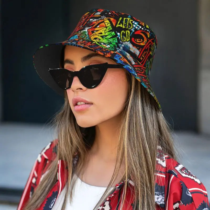 Colorful Graffiti Art Print Bucket Hat