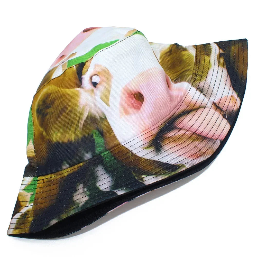Creative Funny Cow Print Bucket Hat