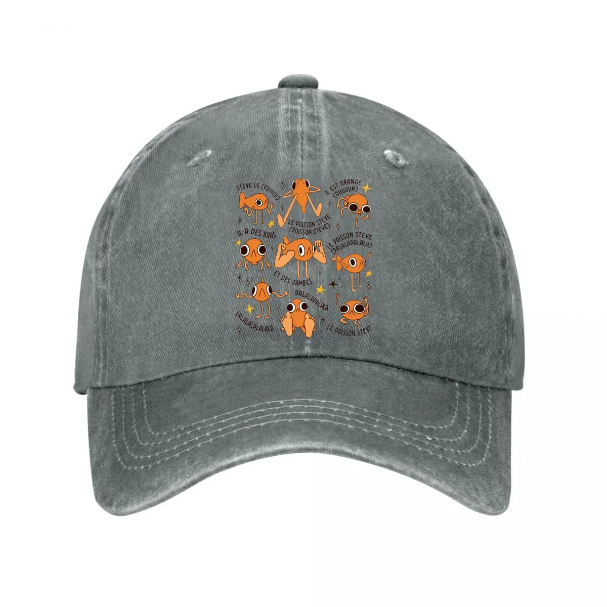 Le Poisson Steve Funny Orange Fish Meme French Baseball Cap