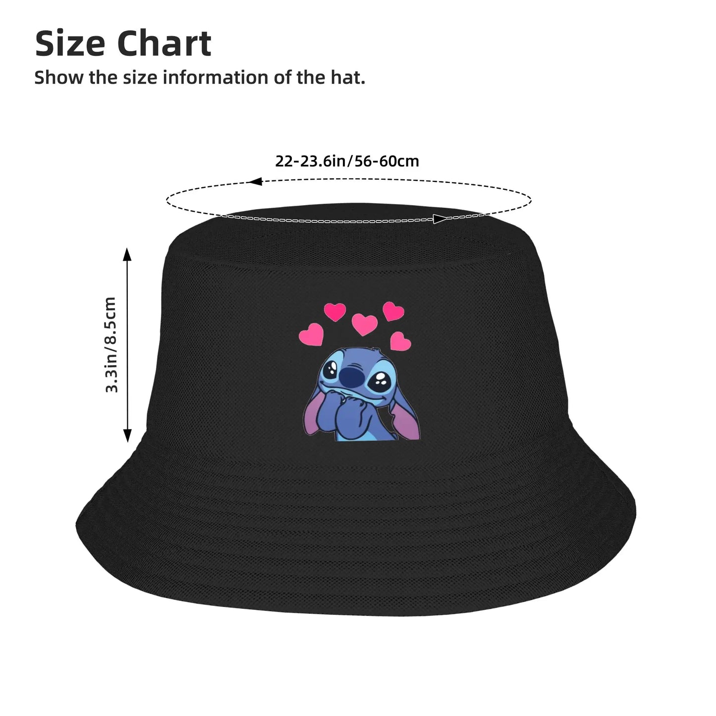 Trendy Stitch Falling in Love Bucket Hat Woman Packable Outdoor Lilo and Stitch