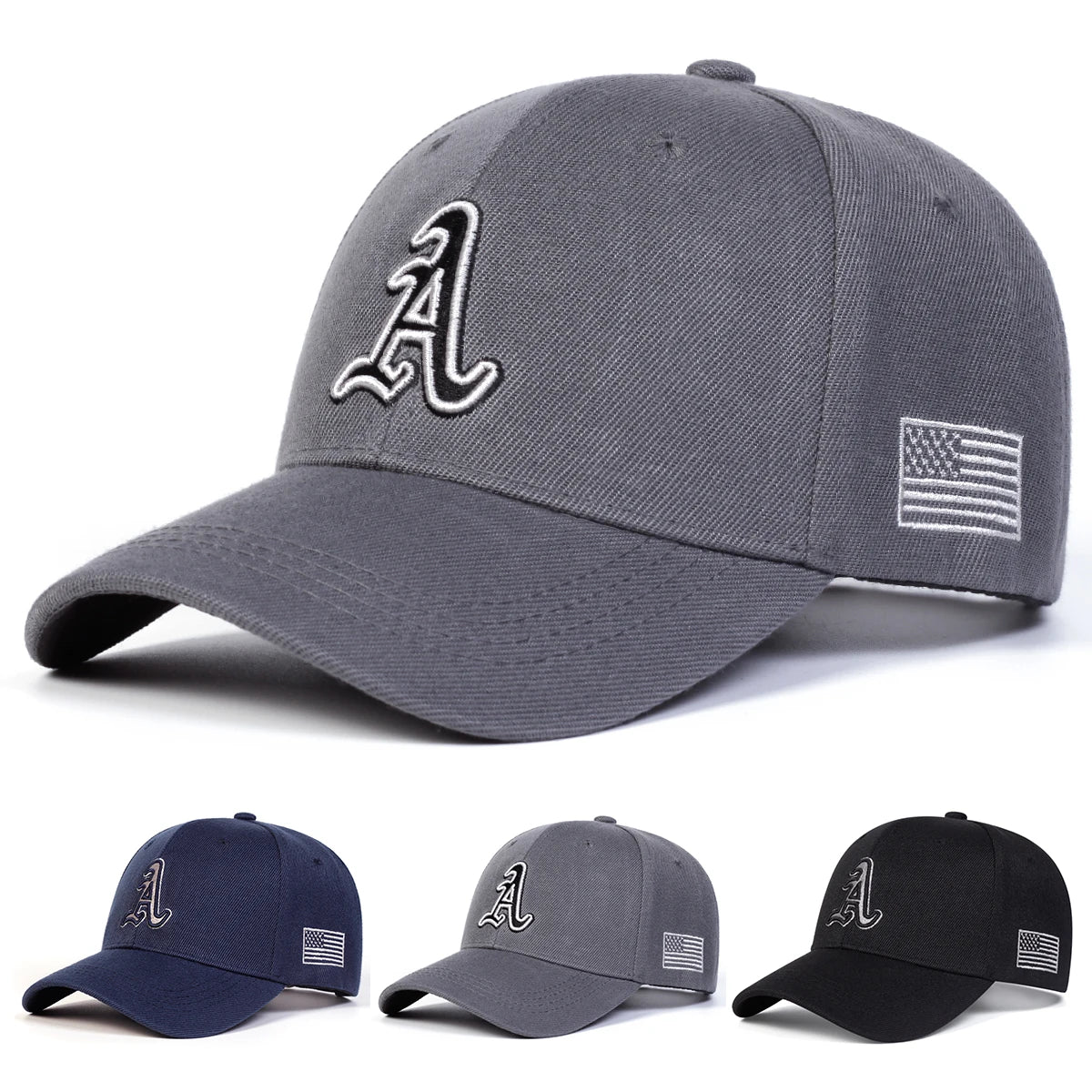 Unisex A Letter Embroidery Side American Flag Baseball Cap Spring Autumn
