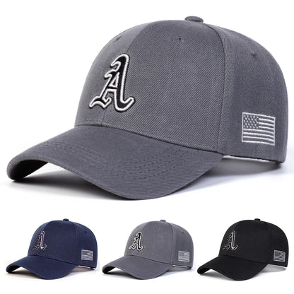 Unisex A Letter Embroidery Side American Flag Baseball Cap Spring Autumn
