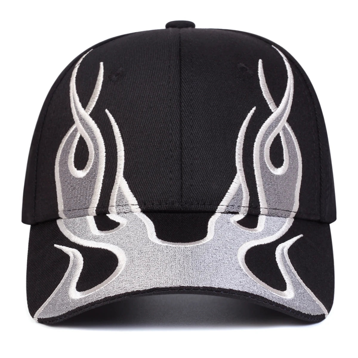Unisex Flame Embroidery Baseball Caps Adjustable Casual Hats Spring And Autumn
