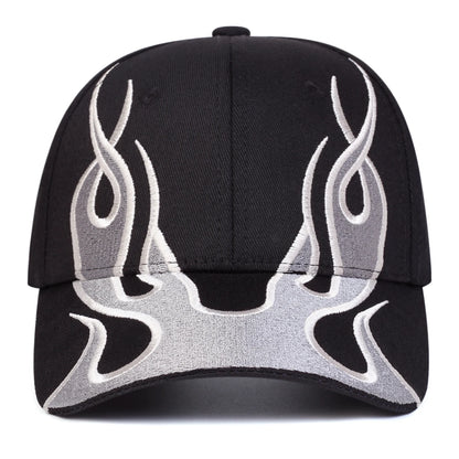 Unisex Flame Embroidery Baseball Caps Adjustable Casual Hats Spring And Autumn
