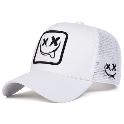 Unisex XX Smiling Face Embroidery Baseball Caps Hip Hop Hat Sunscreen Hat