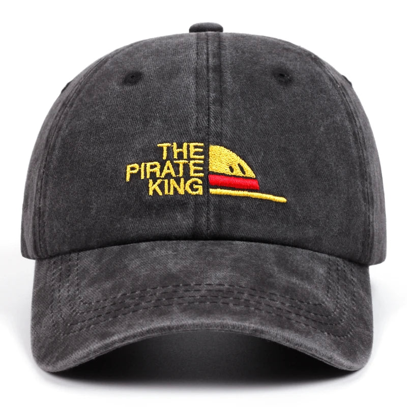 The Pirate King Letter Embroidery Vintage Distressed Baseball Caps
