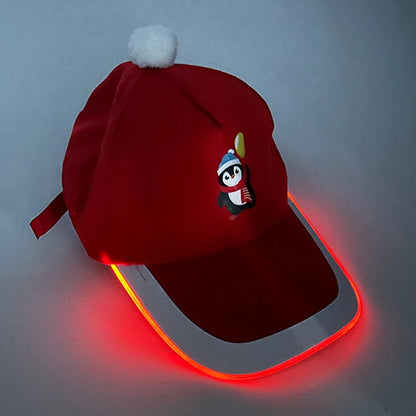 2025 Christmas Cartoon LED Luminous Hat Glowing Baseball Cap Men Women Winter Light Up