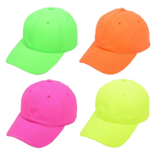 Low Profile Cotton Baseball Cap Fluorescent Neon Bright Solid Color
