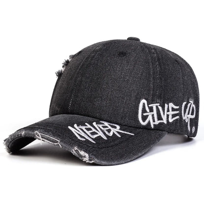 Unisex NEVER GIVE UP Letter Embroidery Baseball Caps