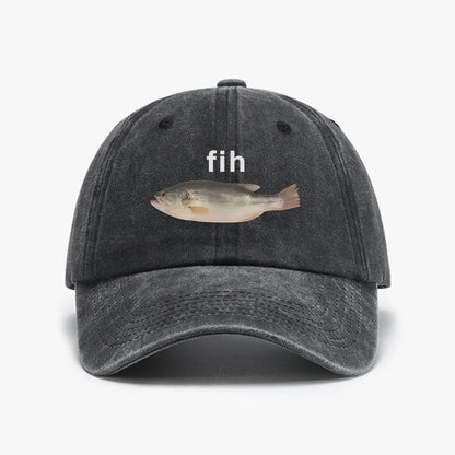 Funny Fih Fish Meme Retro Washed Baseball Cap