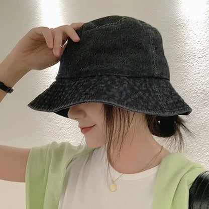 Unisex Cotton Bucket Hats Women Summer Sunscreen Panama Hat Men