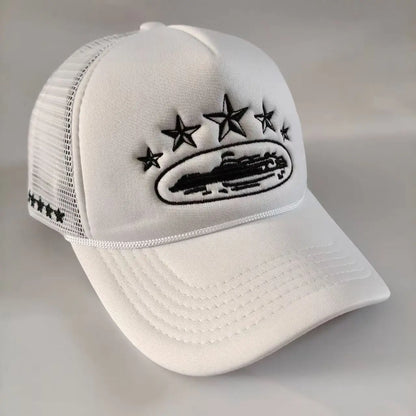 Five Star Embroidered Cotton Mesh Hat Men's Trendy Retro Baseball Hat