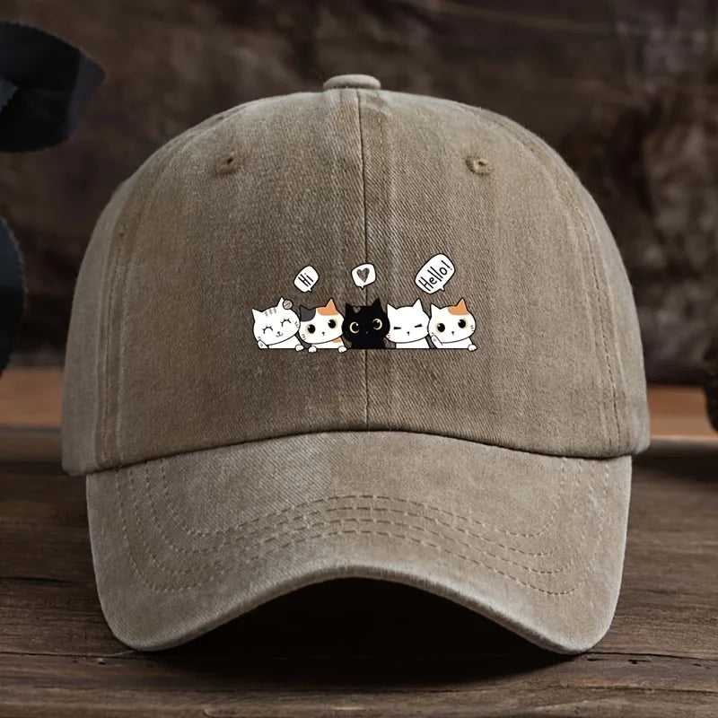 Cute Five Kittens Printed Baseball Hat