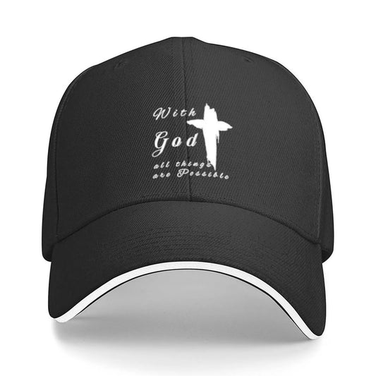 With God All Things Are Possible Cross Baseball Cap