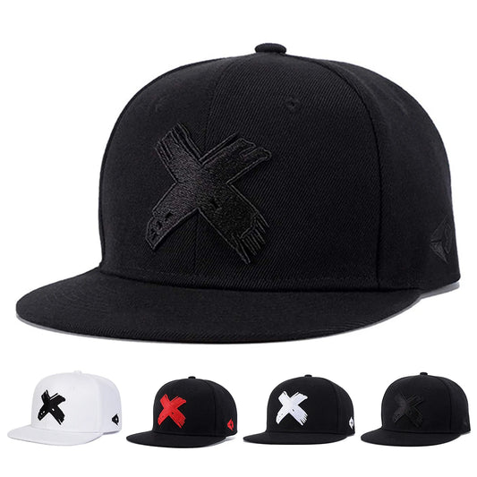 Unisex X Letter Embroidery Hip-hop Hats Snapback Caps