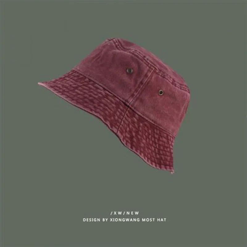 Fashion Women Men Washed Denim Solid Vintage Bucket Hats For Men Women