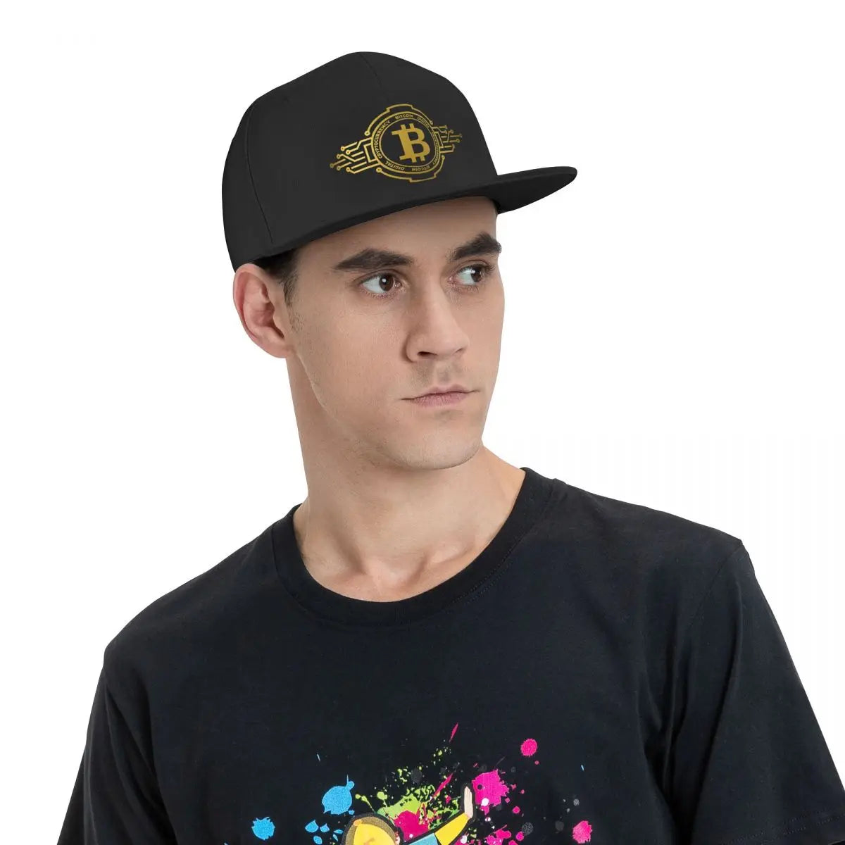 Bitcoin Crypto Currency Traders Gold Coin Snapback Cap Panama Hat