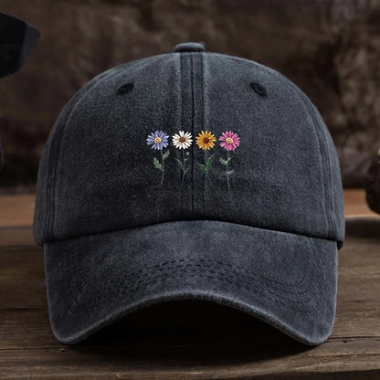 Stylish And Versatile Women's Duckbill Cap With Four-Color Floral Print