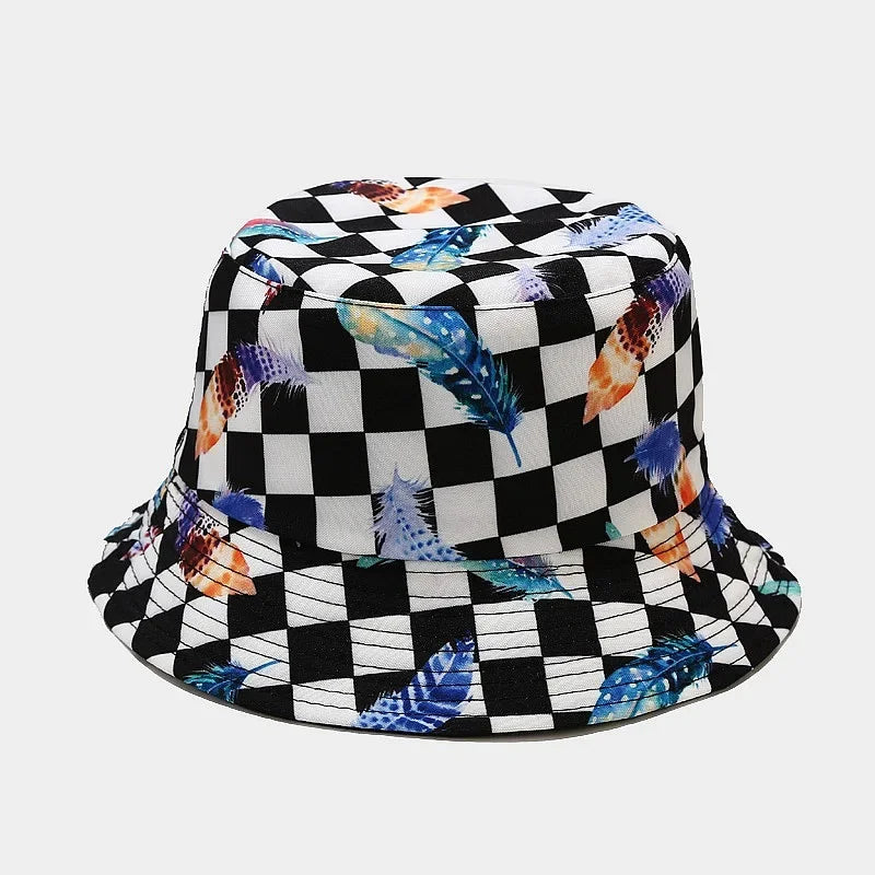 Cotton Flowers Graffiti Print Bucket Hat Fisherman Hat Travel Sun Cap Hats For Men And Women