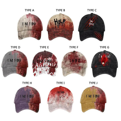 Trendy 3D Printed Halloween Hat Tie-Dye Horror Baseball Hat