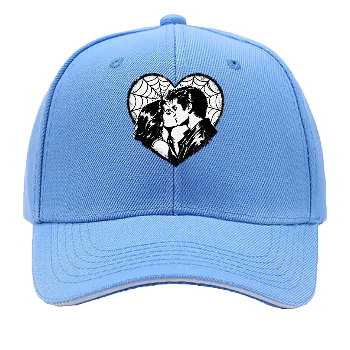 Monochrome Heart Kiss Spiderweb Port Hip Hop Hat Baseball Cap