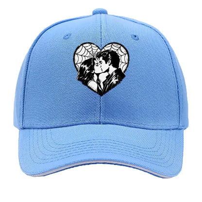 Monochrome Heart Kiss Spiderweb Port Hip Hop Hat Baseball Cap