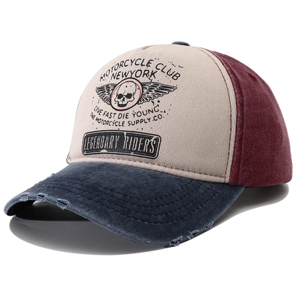 New Punk Motorcycle Cap Casquette Femme Skull Print 5 Panel Baseball Hat Hip Hop New York