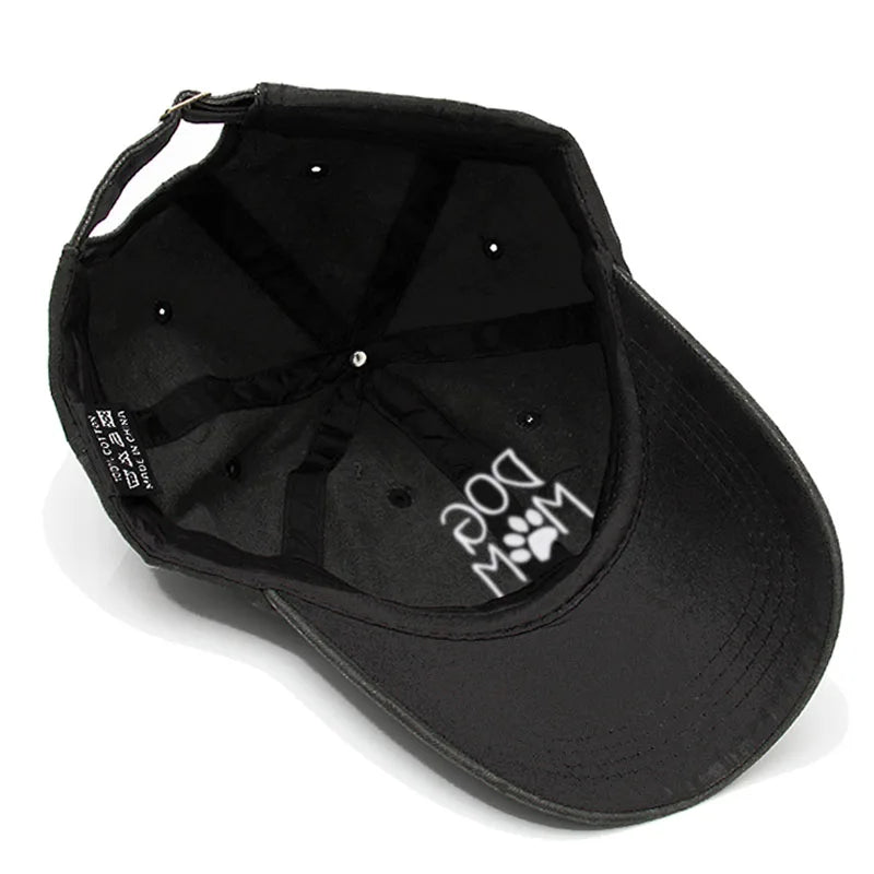 Vintage Washed Cotton DoG MOM Embroidery Baseball Cap For Men Women