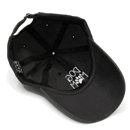 Vintage Washed Cotton DoG MOM Embroidery Baseball Cap For Men Women