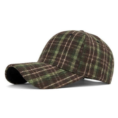 Hats For Men And Women New Classic Plaid Baseball Cap Hard-Brimmed Face-Slimming
