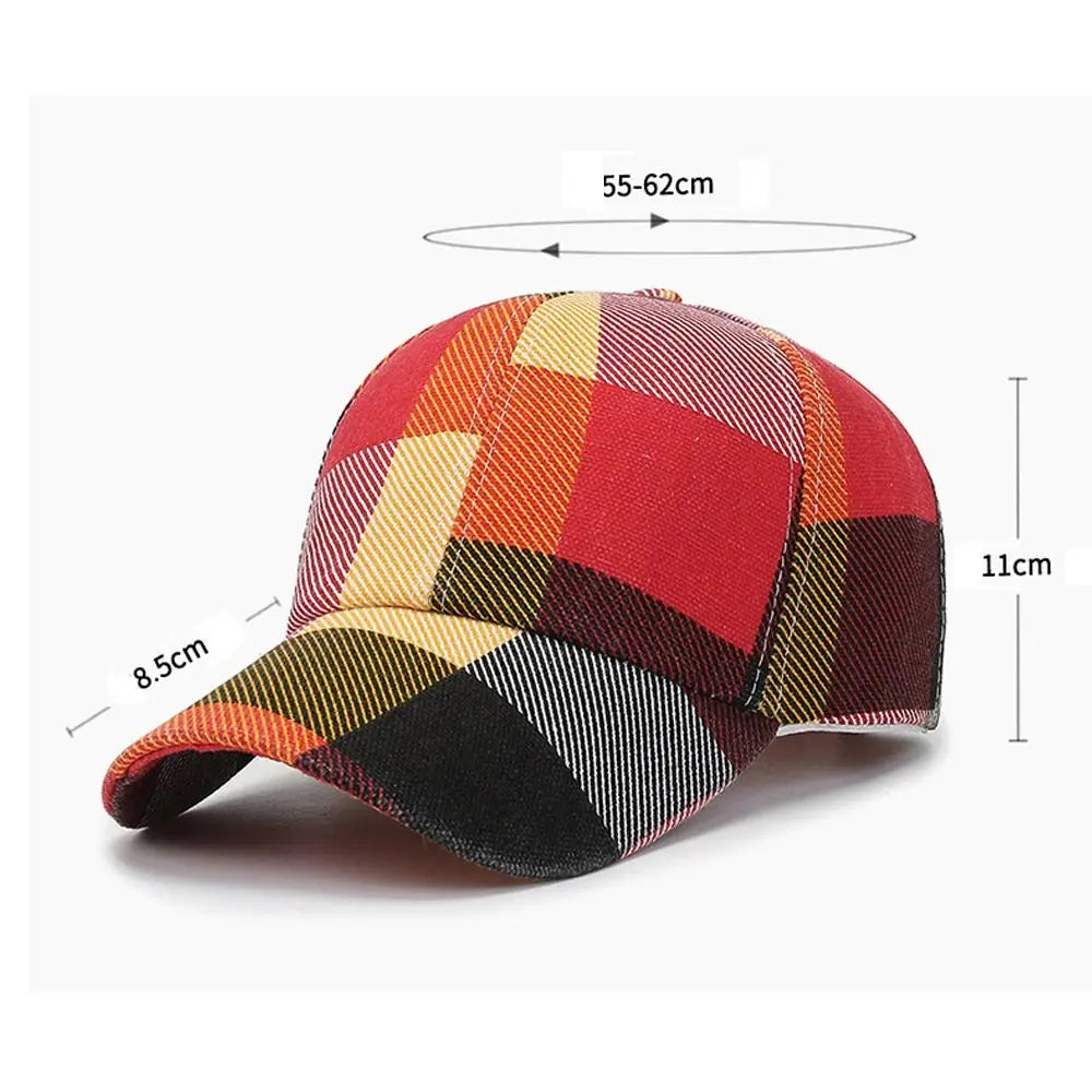 New Spring Summer Women Men Fashion Plaid Baseball Caps