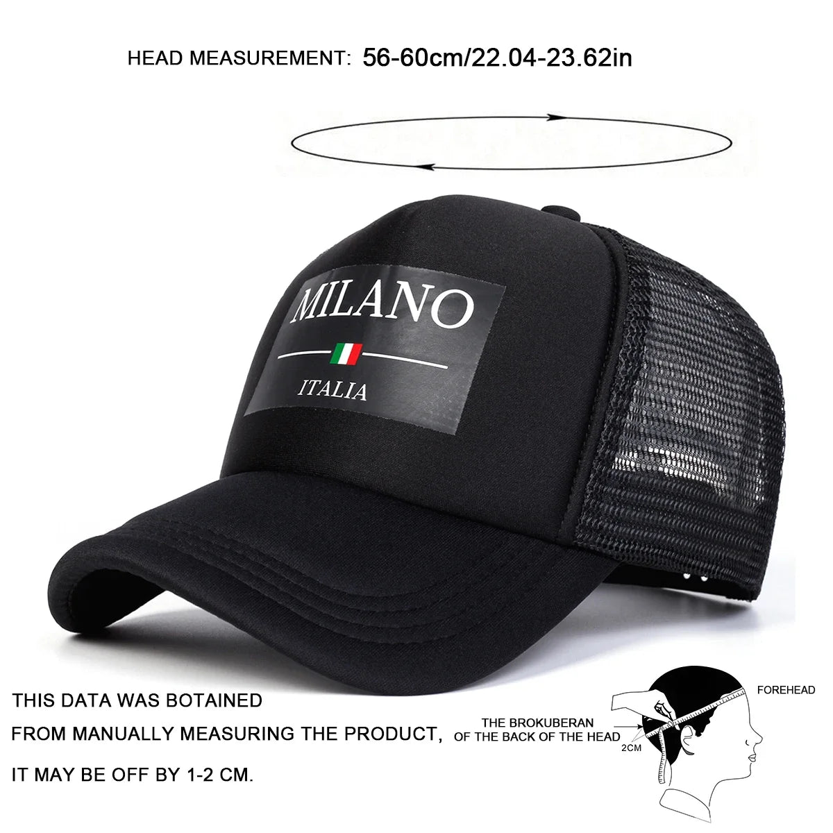 Unisex MILANO ITALIA Letter Printing Baseball Caps