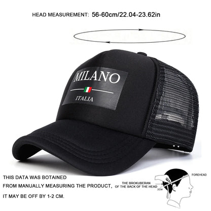 Unisex MILANO ITALIA Letter Printing Baseball Caps