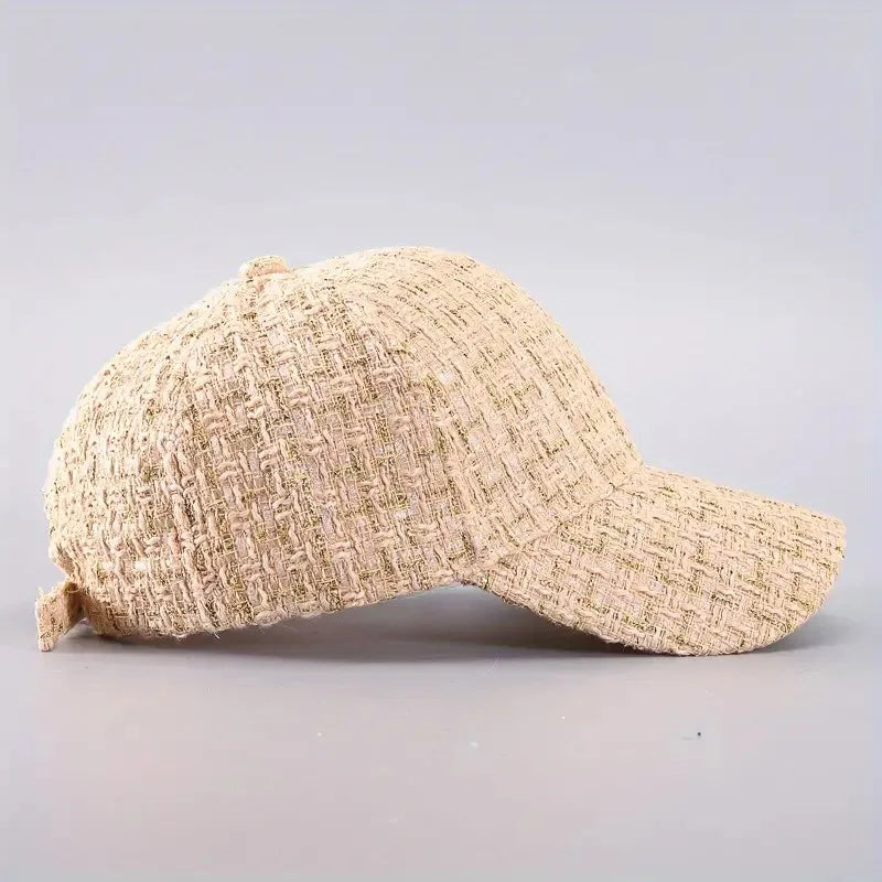 Vibrant Golden Plaid Baseball Cap