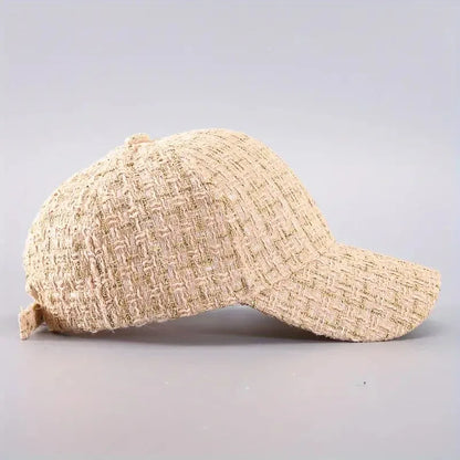 Vibrant Golden Plaid Baseball Cap