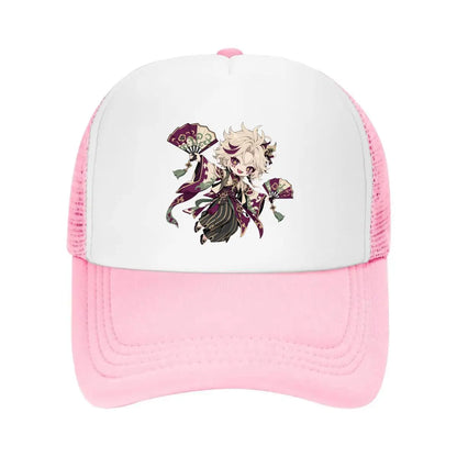Playful Chibi Demon Fan Mascot Mesh Baseball Cap