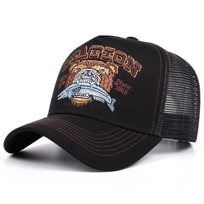 New Bear Eating Fish Street Dance Hip Hop Hat Baseball Hat
