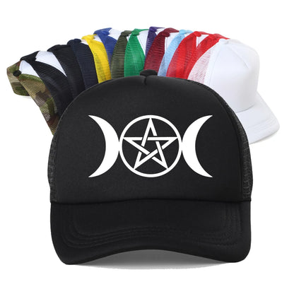 Triple Moon Goddess Wicca Pentacle Cartoon Baseball Cap