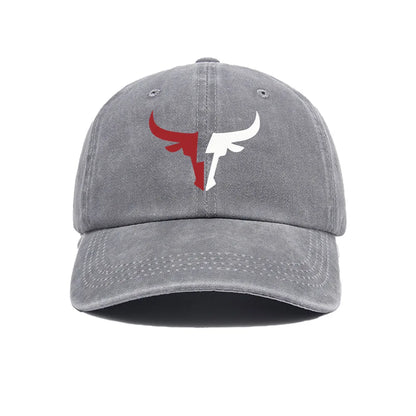 Bull head print baseball cap, vintage men's and women's duckbill cap
