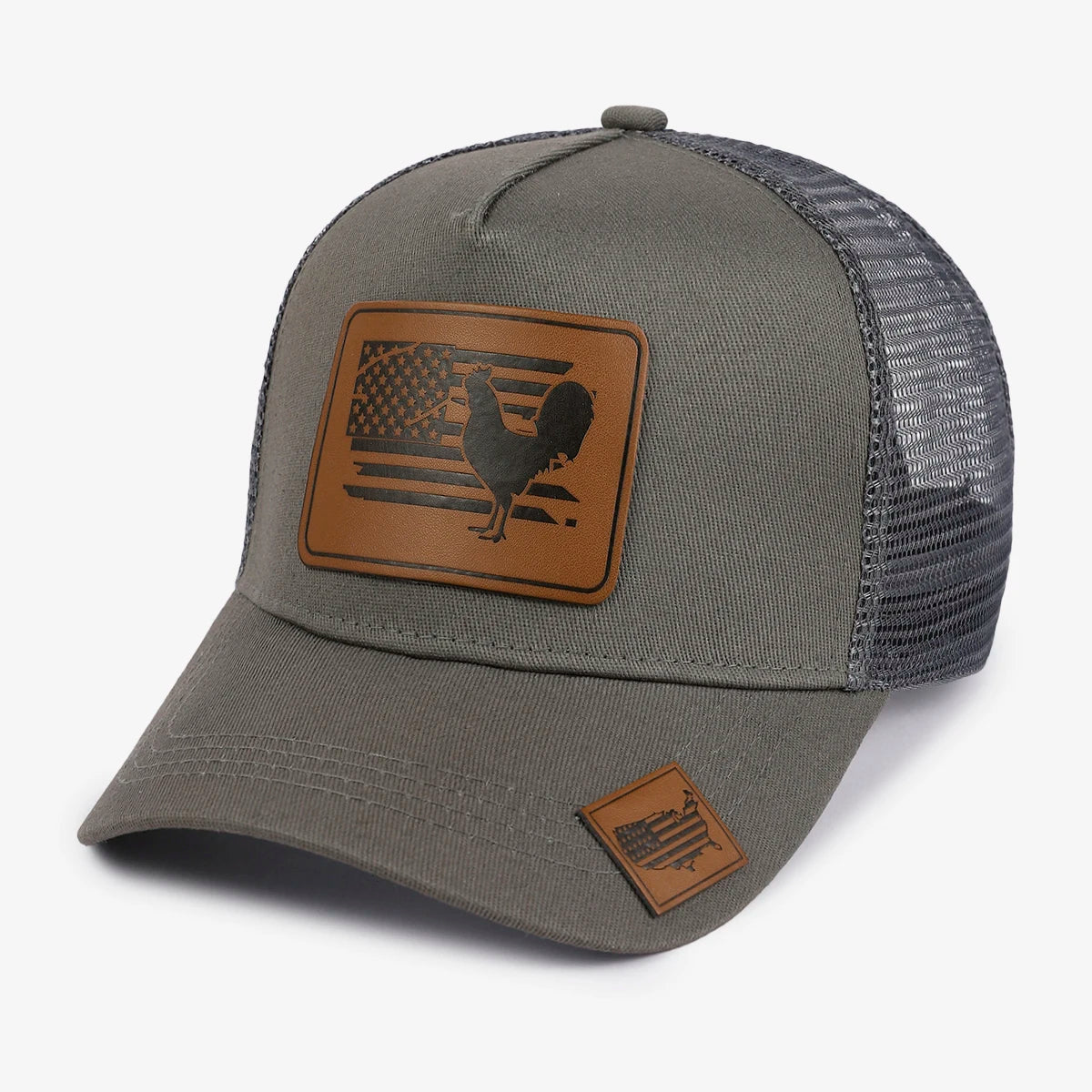 American Flag Peacock Leather Patch Baseball Cap
