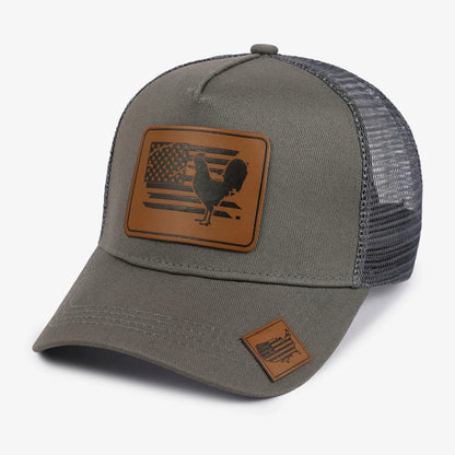 American Flag Peacock Leather Patch Baseball Cap