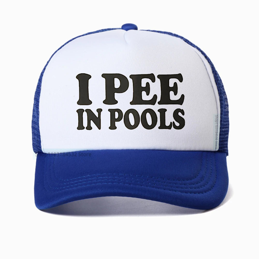 I Pee In Pools Letter Mesh Baseball Cap